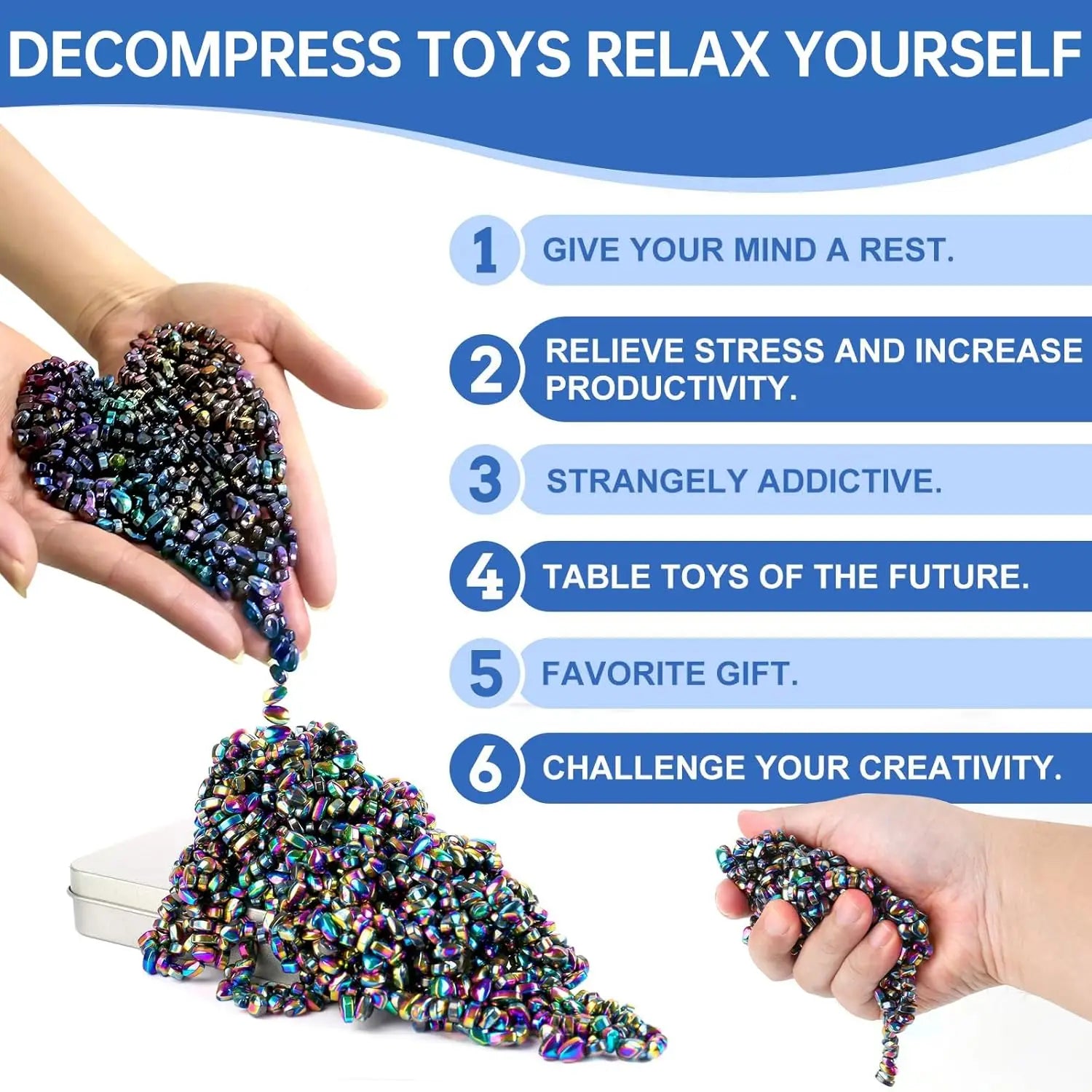 Magnetic Ferrite Putty,Weak Magnet Fidget Rock Pebbles Anxiety Anti Stress Relief Toys for Adults ADHD Autism More Than 500 pcs