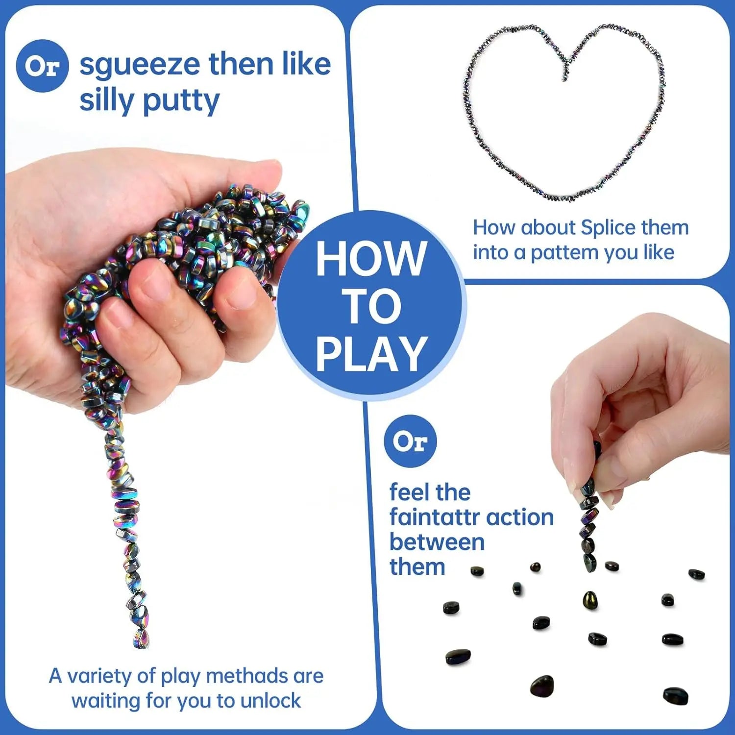 Magnetic Ferrite Putty,Weak Magnet Fidget Rock Pebbles Anxiety Anti Stress Relief Toys for Adults ADHD Autism More Than 500 pcs