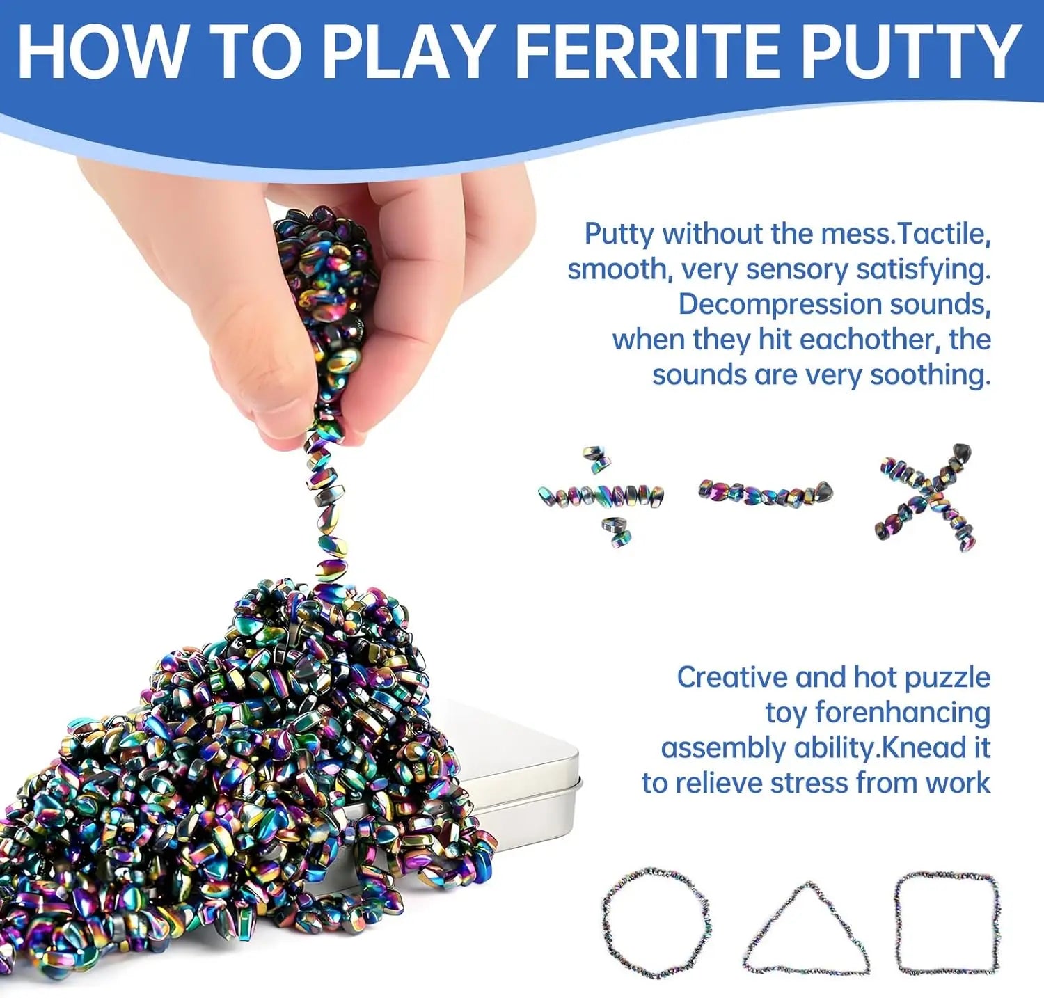 Magnetic Ferrite Putty,Weak Magnet Fidget Rock Pebbles Anxiety Anti Stress Relief Toys for Adults ADHD Autism More Than 500 pcs